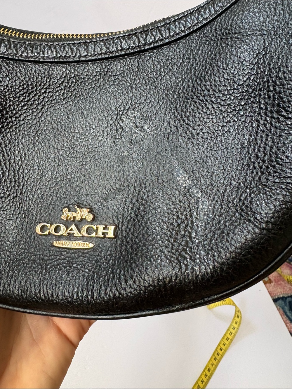 COACH Aria CO996 Leather Crossbody Bag Black Half Moon Academia Flaw Career - Picture 13 of 13
